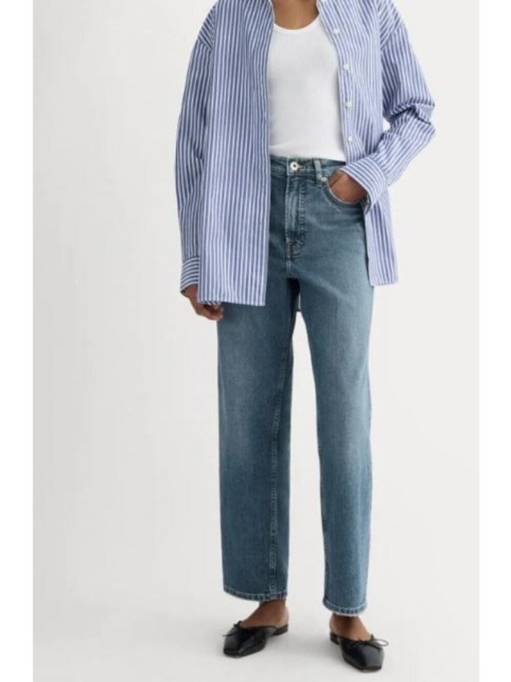 Everlane The Way High Jean 2.0 Washed Indigo Size 28R NWT